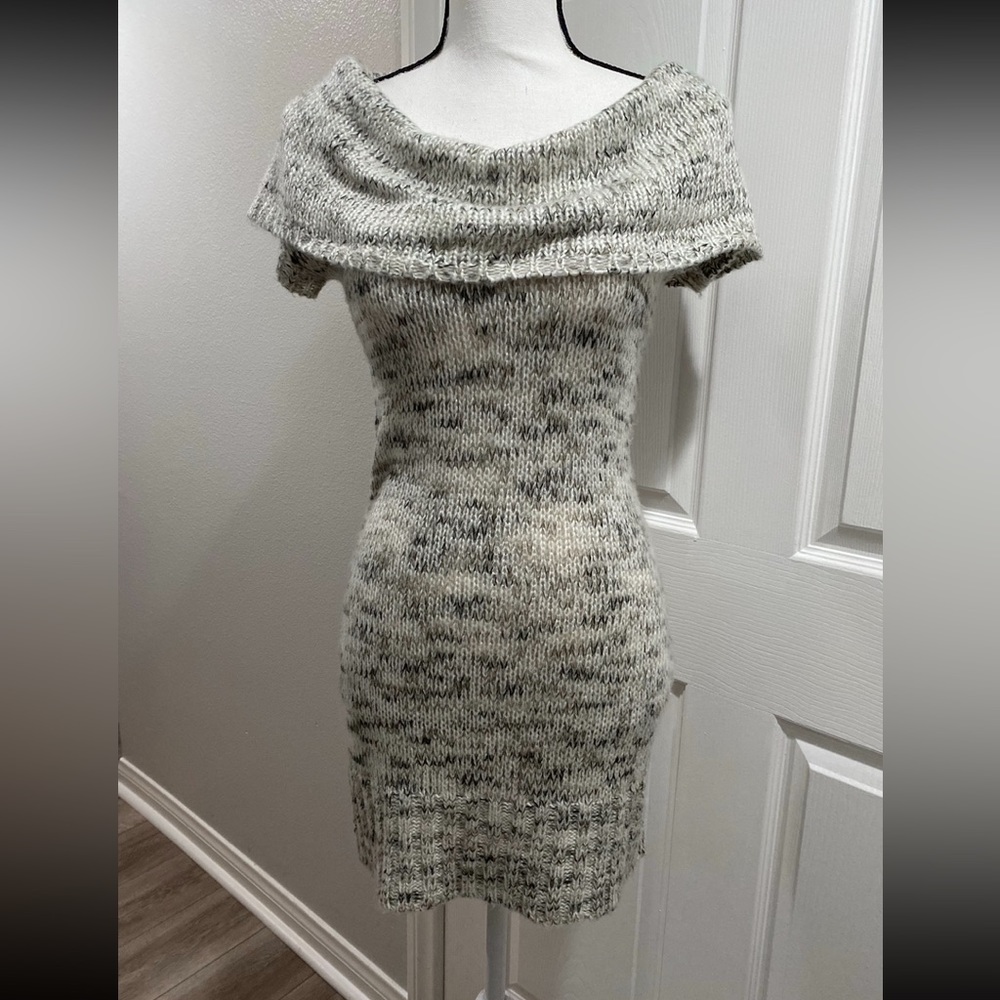 Mascara short sleeve off the shoulder bodycone sweater dress grey S